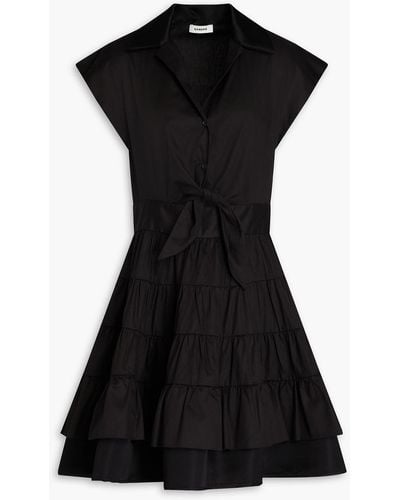 Sandro Tiered Cotton-twill Mini Dress - Black