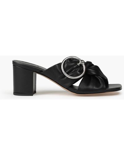 Claudie Pierlot Buckle-embellished Knotted Leather Mules - Black