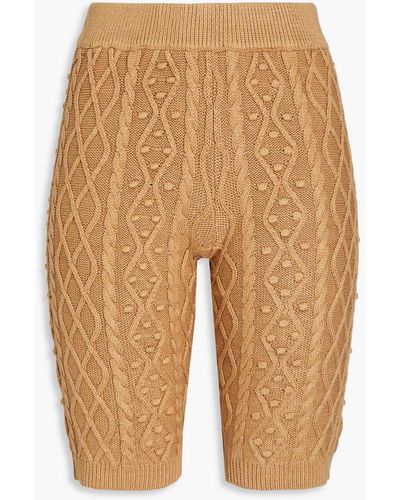 Loulou Studio Musa Pompom-trimmed Cable-knit Silk-blend Shorts - Natural