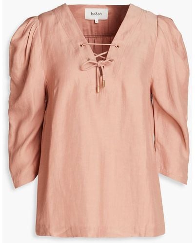 Ba&sh Brook Lace-up Twill Top - Pink