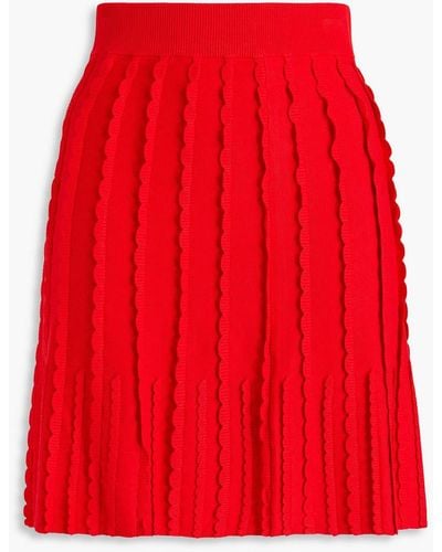 Claudie Pierlot Scalloped Knitted Mini Skirt - Red