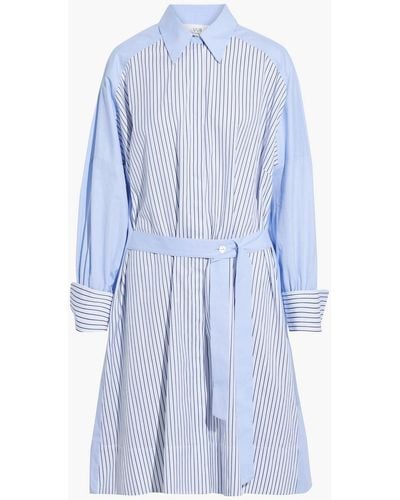 Victoria Beckham Hemdkleid aus baumwollpopeline mit streifen und bindedetail vorne - Blau