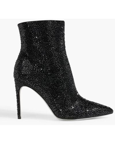 Rene Caovilla Virginie Crystal-embellished Suede Ankle Boots - Black