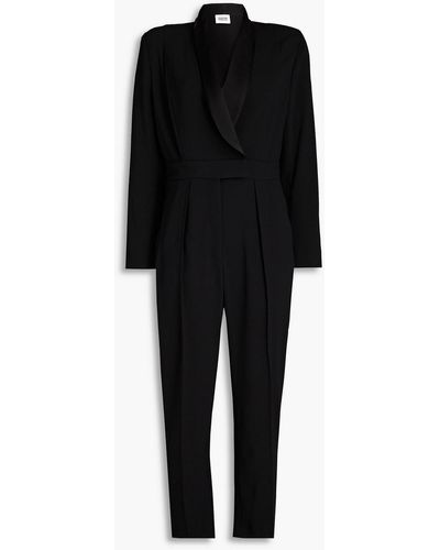 Claudie Pierlot Josette Cropped Satin-trimmed Crepe Jumpsuit - Black
