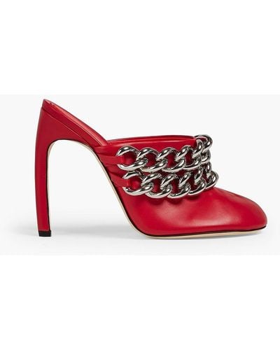 Victoria Beckham Rita Chain-embellished Leather Mules - Red
