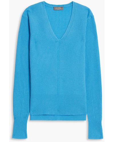 N.Peal Cashmere Ribbed Cashmere Sweater - Blue