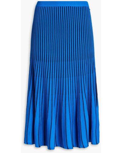 AMUR Jena Ribbed Jersey Midi Skirt - Blue
