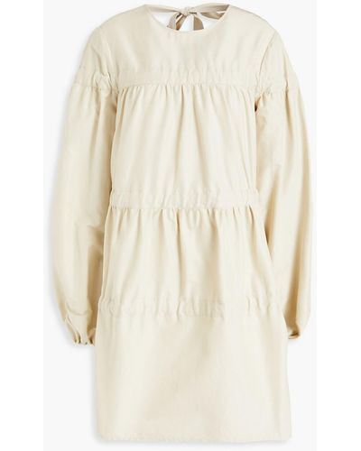 Rachel Gilbert Gathered Cotton And Silk-blend Faille Mini Dress - Natural