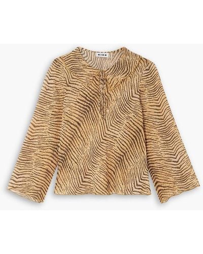 RIXO London Darwin Tiger-print Georgette Blouse - Natural