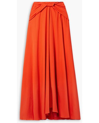 Altuzarra Pythia Twist-front Cotton-blend Poplin Maxi Skirt - Red