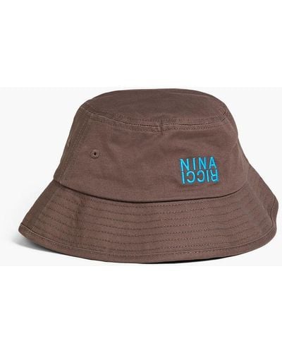 Nina Ricci Embroidered Cotton-twill Bucket Hat - Brown