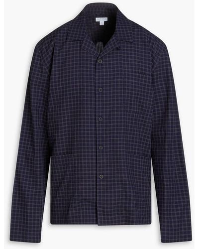 Sunspel Cotton Pyjama Shirt - Blue