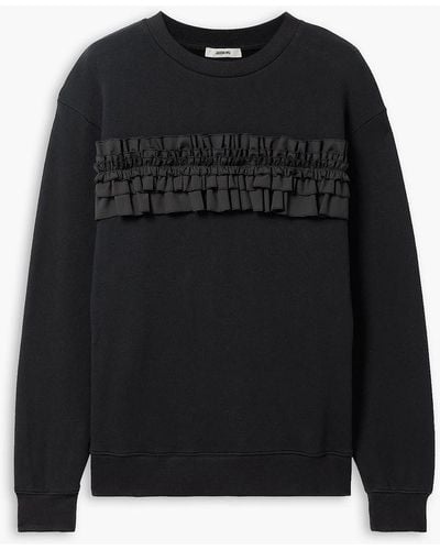 Jason Wu Ruffled French-cotton Terry Sweatshirt - Black