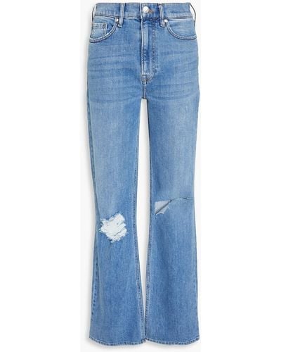 Tomorrow Denim Distressed High-rise Straight-leg Jeans - Blue