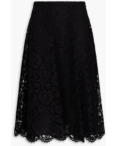 Valentino Garavani Flared Corded Lace Skirt - Black