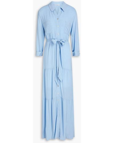 Heidi Klein Tiered Woven Maxi Shirt Dress - Blue