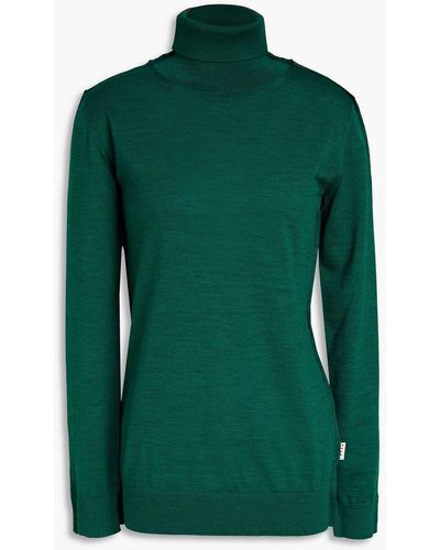 Marni Two-tone Wool Turtleneck Sweater - Green