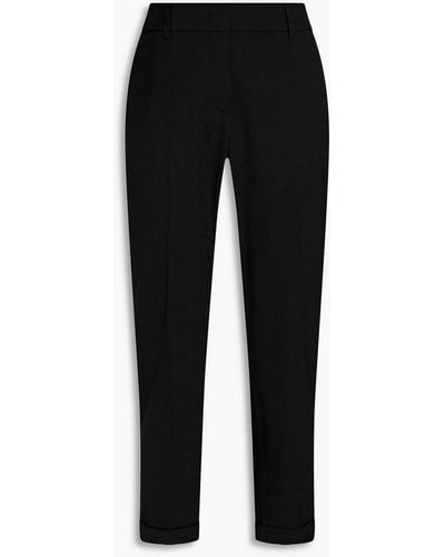 Piazza Sempione Cropped Wool-blend Tapered Trousers - Black
