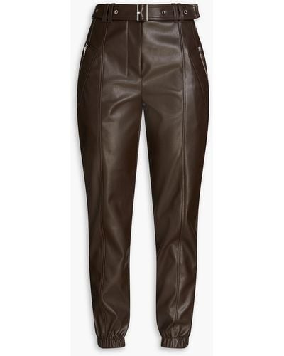 3.1 Phillip Lim Belted Faux Leather Tapered Trousers - White