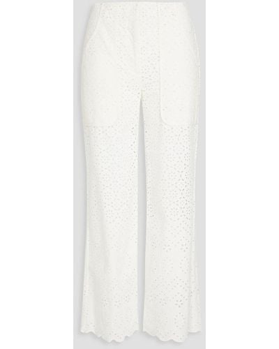Veronica Beard riggs Broderie Anglaise Cotton Trousers - White