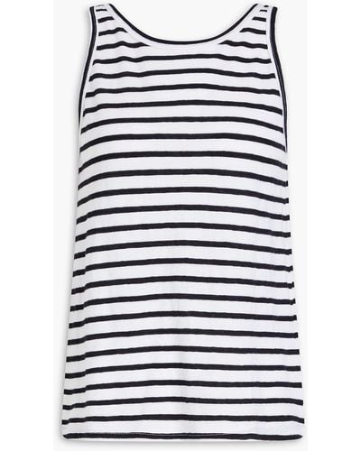 Enza Costa Easy Striped Cotton And Cashmere-blend Jersey Tank - Black