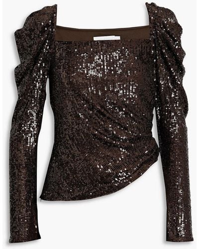 Jonathan Simkhai Allura Ruched Sequined Jersey Top - Black