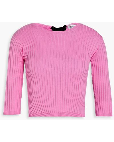 RED Valentino Cropped Ribbed Cotton Top - Pink