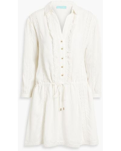 Melissa Odabash Scarlett minikleid aus webstoff mit einsätzen aus häkelspitze - Weiß