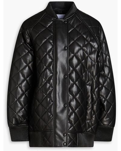 Stand Studio Estelle Oversized Quilted Faux Leather Jacket - Black