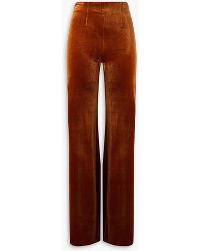 Galvan London Winter Sun Stretch-velvet Flared Trousers - Brown