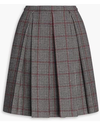 RED Valentino Pleated Houndstooth Wool-blend Tweed Mini Skirt - Grey