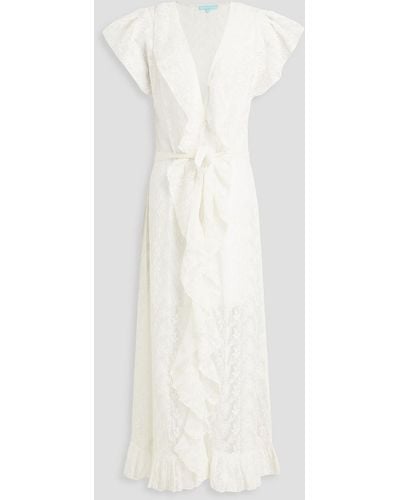 Melissa Odabash Brianna Ruffled Embroidered Georgette Coverup - White