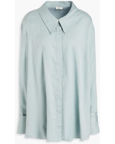 BITE STUDIOS Oversized Cotton And Silk-blend Twill Shirt - Blue