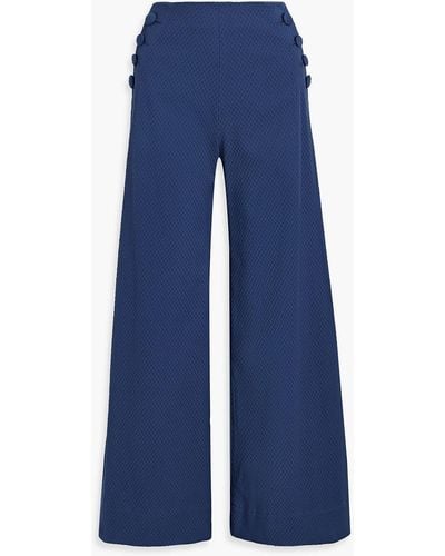 Lisa Marie Fernandez Sailor Cotton-blend Jacquard-piqué Wide-leg Pants - Blue