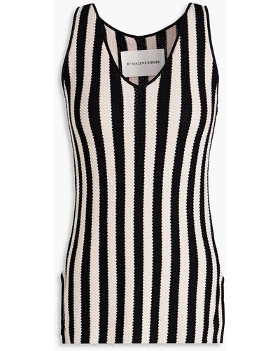By Malene Birger Hallie Striped Wool-blend Top - Black