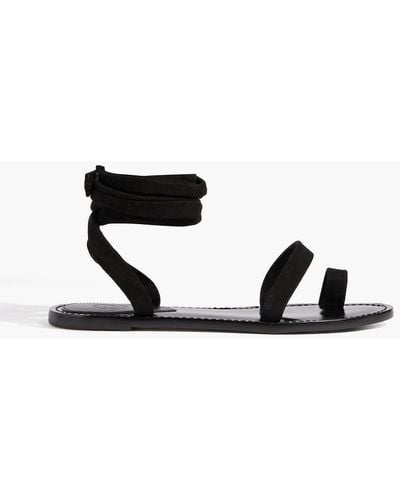 Porte & Paire Suede Sandals - Black