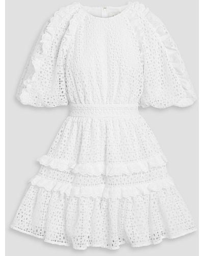 Aje. Aveline Ruffled Broderie Anglaise Mini Dress - White