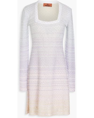 Missoni Dress With Square Neckline In Viscose Mesh With Sequins - Purple