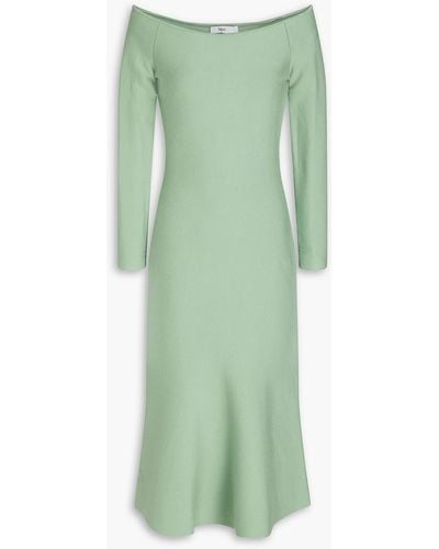 Safiyaa Renée Off-the-shoulder Knitted Midi Dress - Green