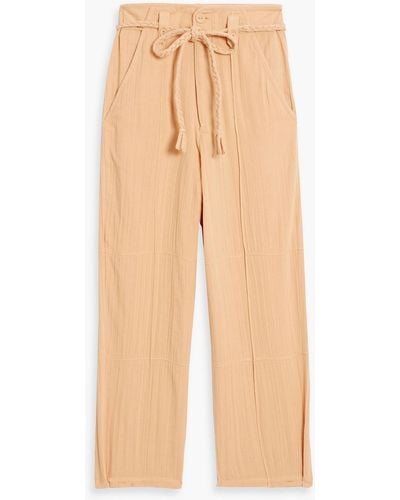 Joie Marin Cropped Cotton-gauze Straight-leg Trousers - Natural