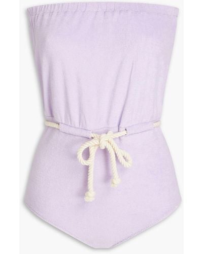 Lisa Marie Fernandez Victor Cotton-blend Terry Bandeau Swimsuit - Purple