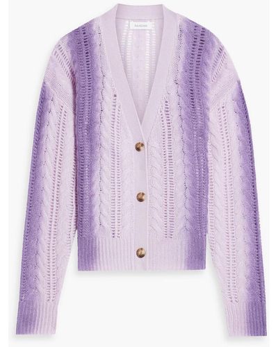 NAADAM Tie-dyed Cable-knit Cashmere Cardigan - Purple