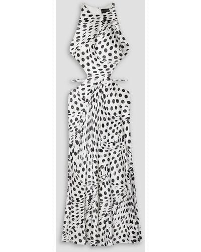 Brandon Maxwell Audrey Cutout Polka-dot Silk-satin Midi Dress - White