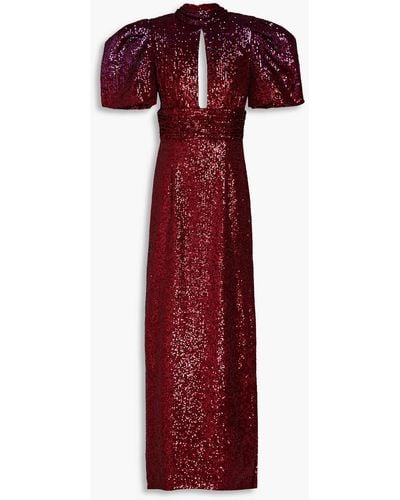 Rebecca Vallance Nikita Cutout Sequined Tulle Gown - Red