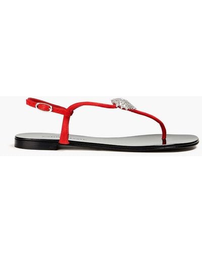 Giuseppe Zanotti Crystal-embellished Suede Sandals - Red