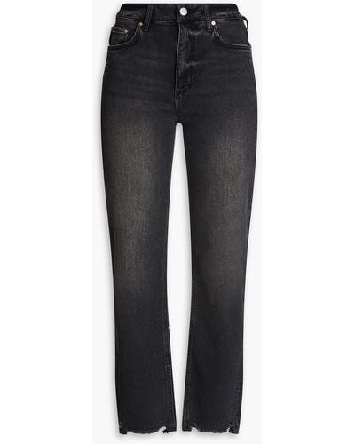 PAIGE Stell hoch sitzende jeans mit geradem bein in ausgewaschener optik - Schwarz