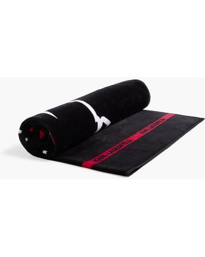 Karl Lagerfeld Printed French Cotton-terry Towel - Black