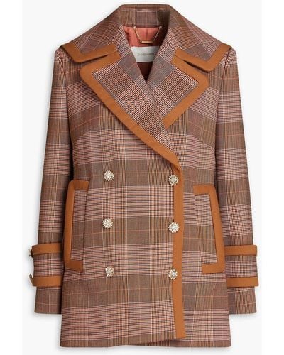 Zimmermann Double-breasted Prince Of Wales Checked Tweed Coat - Brown