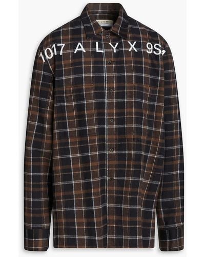 1017 ALYX 9SM Logo-print Checked Cotton-flannel Shirt - Black