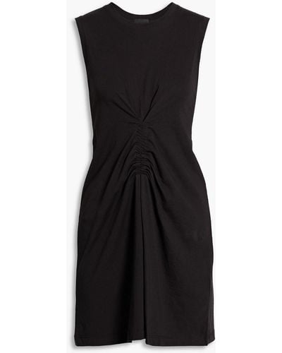 ATM Ruched Cotton-jersey Mini Dress - Black